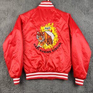 VTG Circus Bomber Jacket Youth Large Hadi Shrine Evansville IN Embroidered Lion